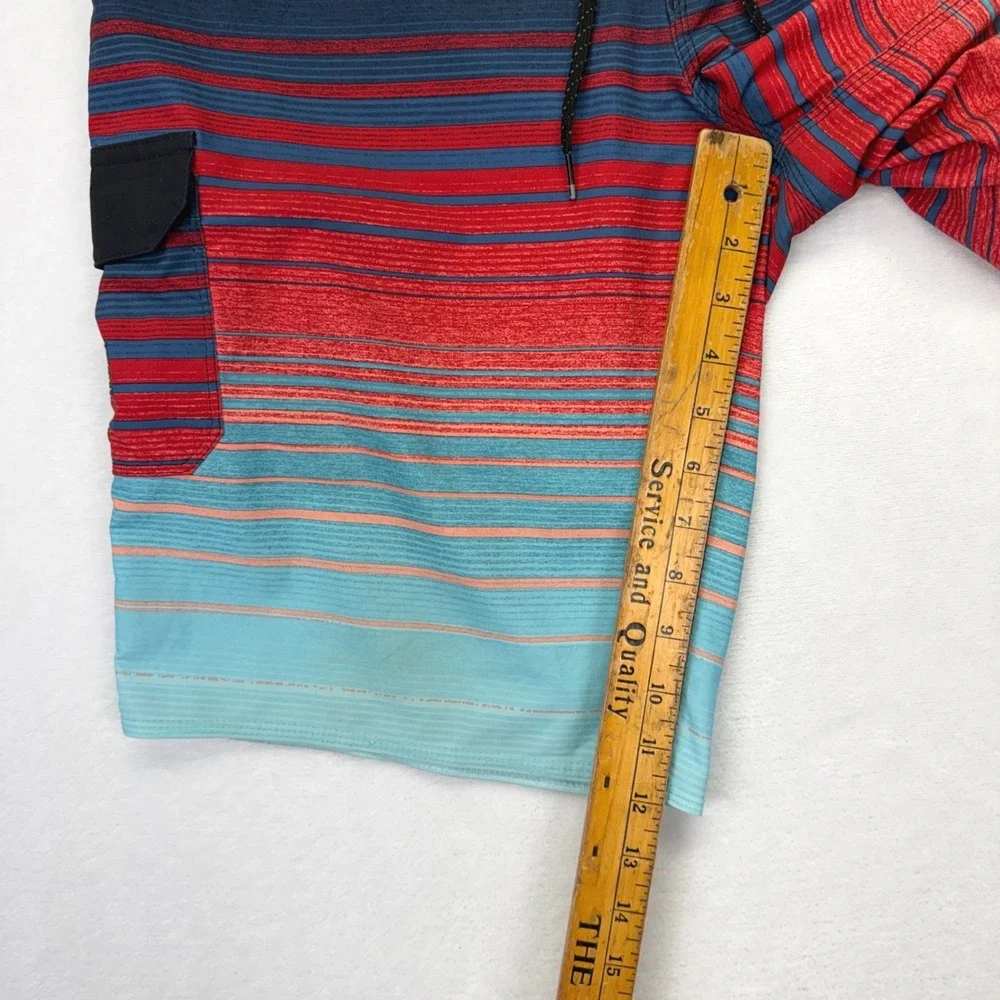 Billabong Board Shorts Mens 34 Blue Red Striped Recycler All Day Pro Surf Trunks